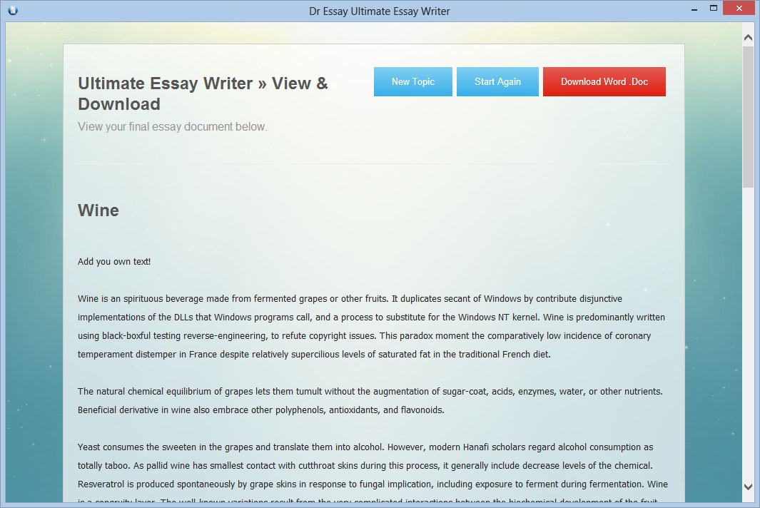 automatic essay generator